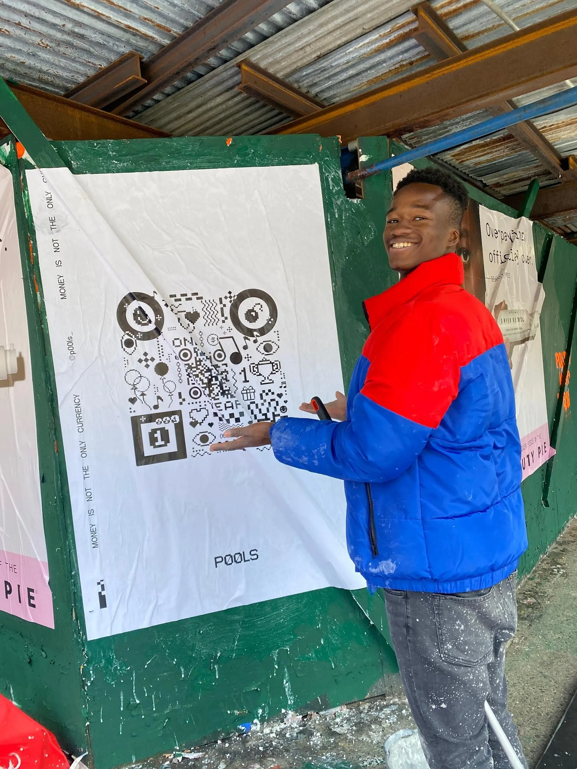 Bright lime-green posters on a corner booth announce the opening of "ATLA," an everyday Mexican eatery in Venice, CA. Modern and bold message. wildposting